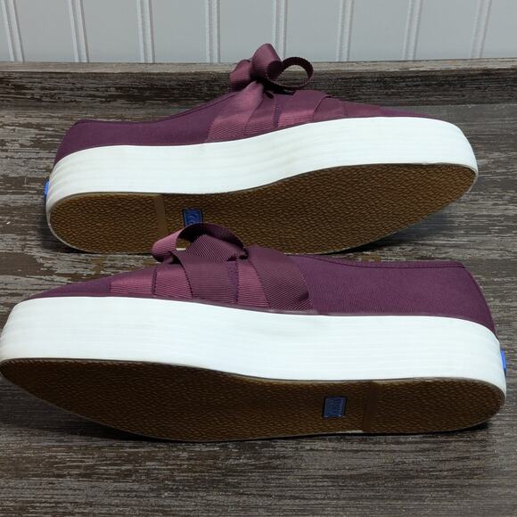 Keds Women's Burgundy Canvas Pointed Toe Ribbon Ballet Comfort Sneaker Size 9 - Picture 7 of 7